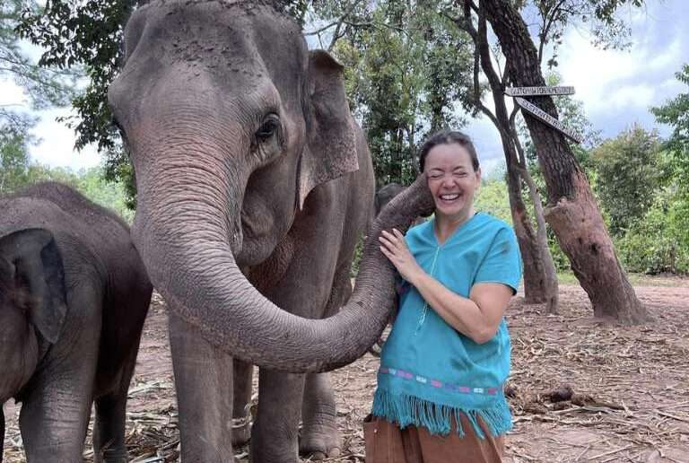 Being kissed by an elephant