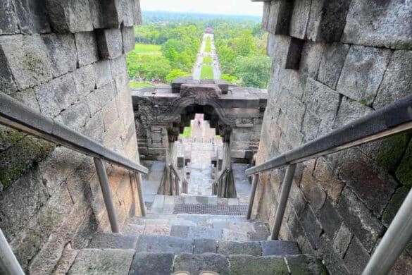 Foot view from top of Borobudur steps