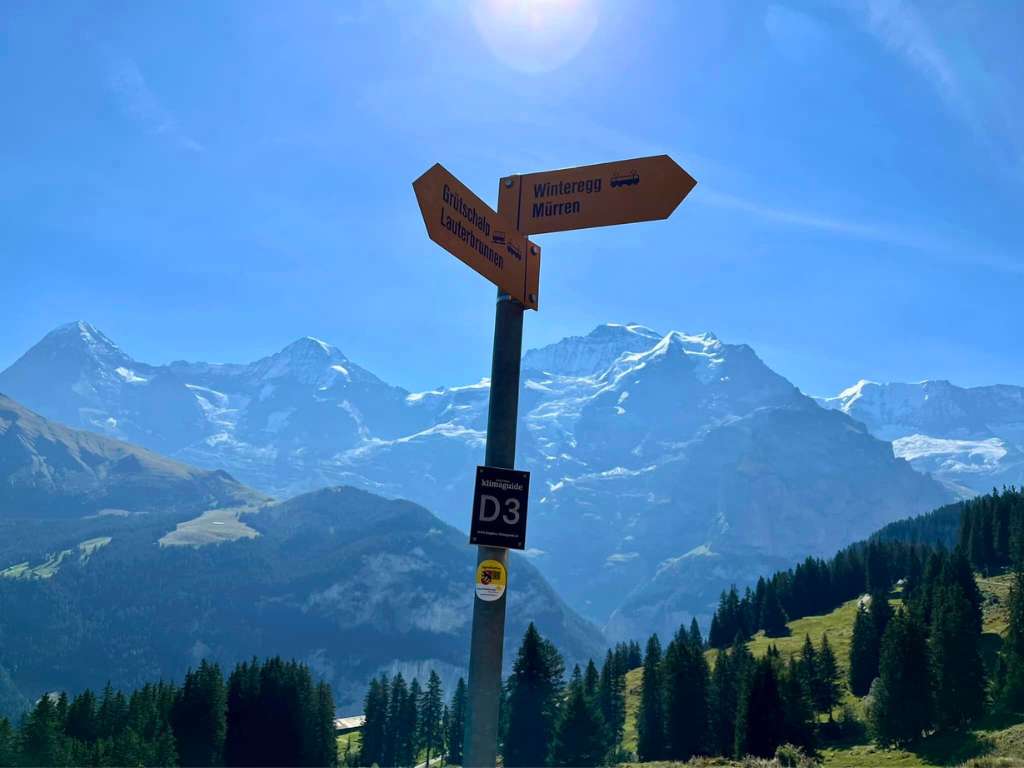 directional sign on hiking path