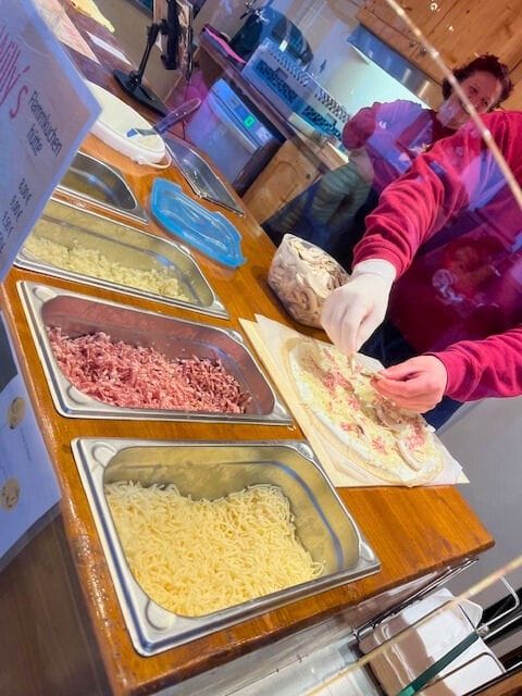 flammkuchen making flammkuchen making