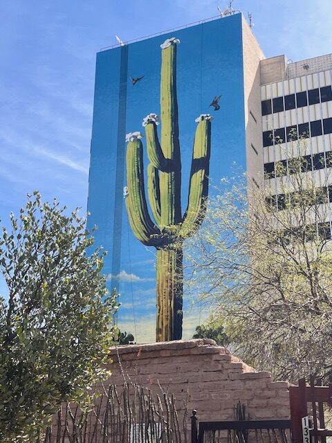 Giant cactus mural in Tucson