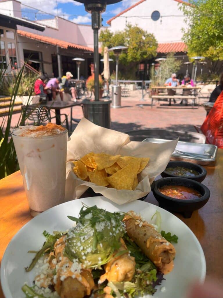 Mini chimis and horchata at seis kitchen in Tucson