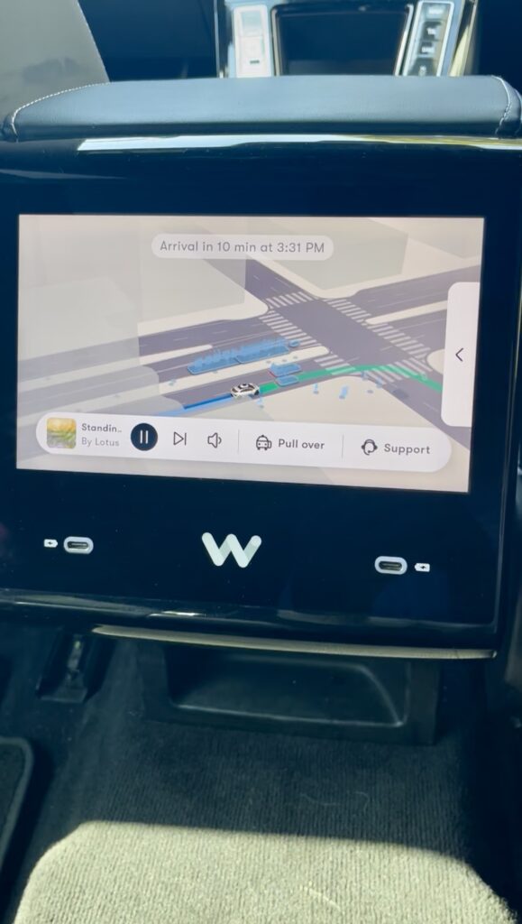 Waymo car touchscreen