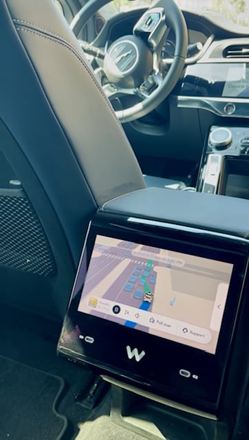 Waymo touchscreen showing traffic