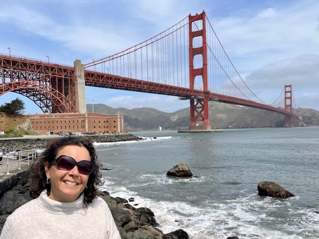 selfie with fort point and golden gate
