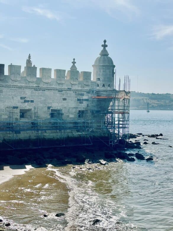 Corner of Belem Tower at water