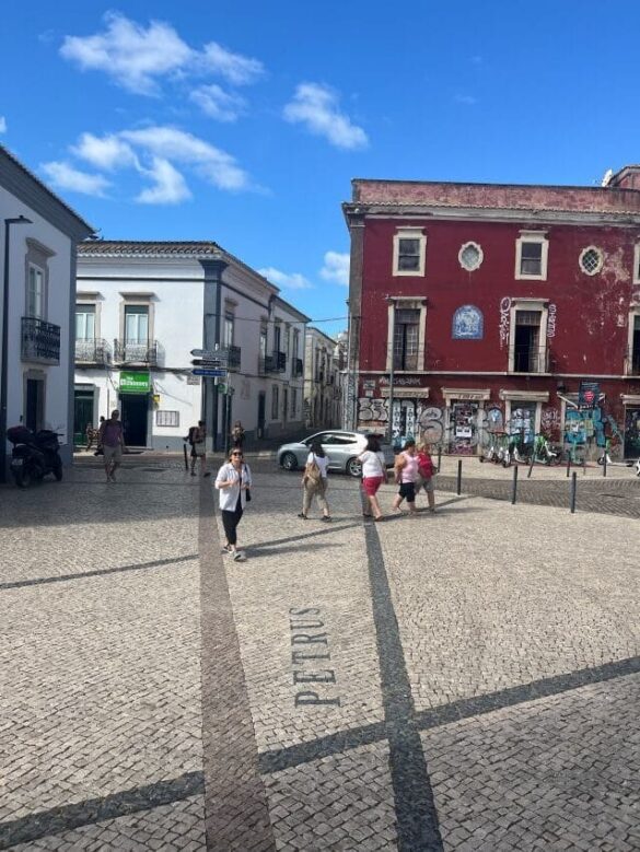 Petrus-in-sidewalk-at-St-Peters-Church-in-Faro-1 Sidewalks outside St Peters Church