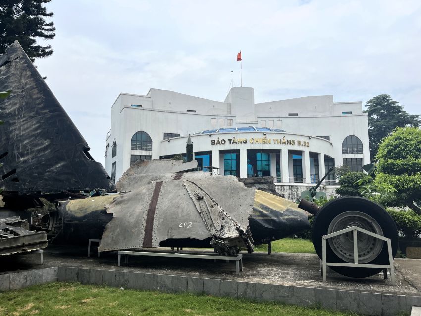 B-52 aircraft wreckage displayed outside the B-52 Victory Museum in Hanoi