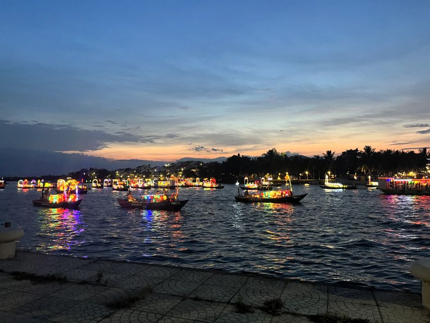 Lantern boats on river in Hoi An