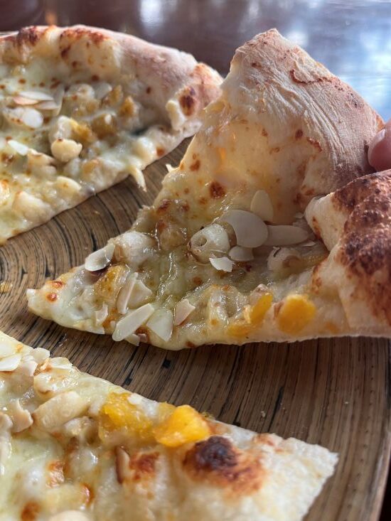 Lotus seed pizza at Pizza Sen